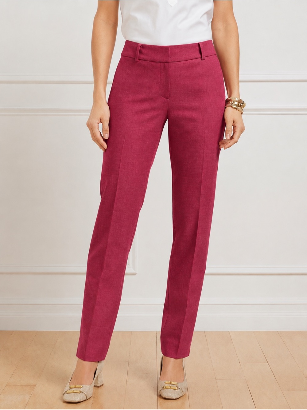 Talbots Magenta Wool Blend Straight-Leg Dress Trousers - Size 12P